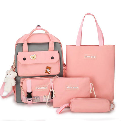 Realaiot Korean Schools Bag for Junior High School Students Four Piece Set Schoolbag for Primary School Students Backpack cute backpack