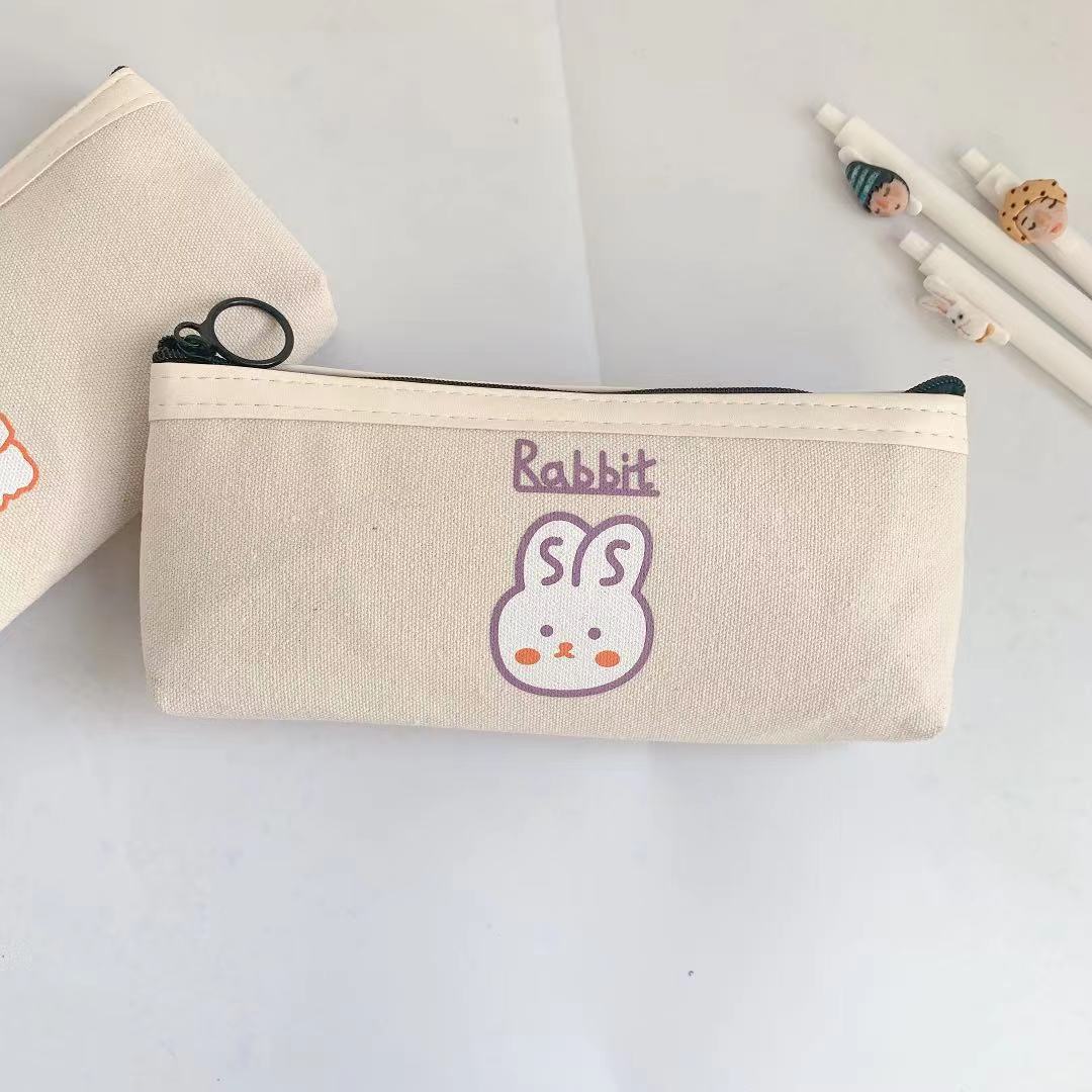 Realaiot 1 Pcs Kawaii Pencil Case Bear Canvas Pencil Box Pencilcase Pencil Bag School Supplies Stationery