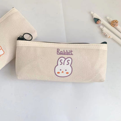 Realaiot 1 Pcs Kawaii Pencil Case Bear Canvas Pencil Box Pencilcase Pencil Bag School Supplies Stationery