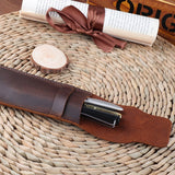 Cyflymder Personality Retro Handmade Leather Pencil Bag Fountain Pen Protective Cover Genuine Leather Pen Case Men Office Supplies
