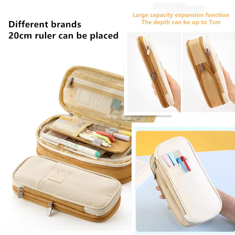 Realaiot Large Capacity Pencil Case Stationery School Supplies Pencil Cases Pouch Office Desk Storage Bag Students Kids Pen Case Bags Box