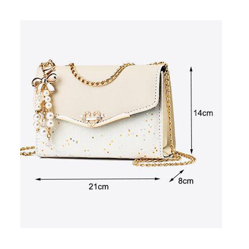 Realaiot Fashion Women Leather Small Shoulder Underarm Bag Ladies Vintage Chain Pendant Solid Zipper Mini Purse Handbag Bolsa Feminina