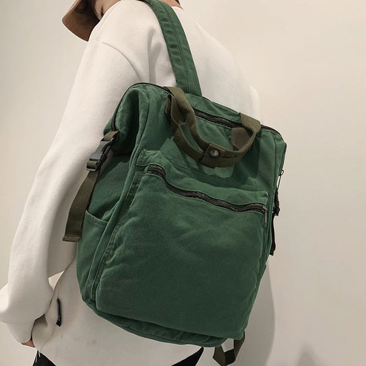 Realaiot Vintage Boy Girl New Canvas School Bag Men Women Laptop College Backpack Cool Lady Retro Student Fashion Female Travel Book Bags