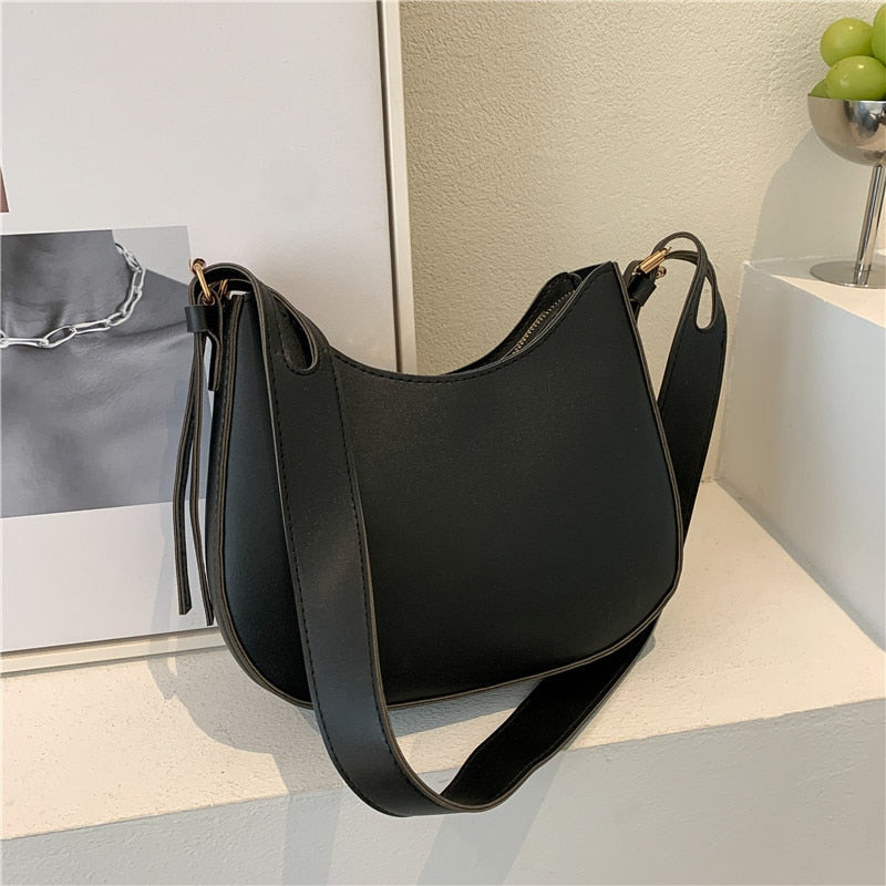 Realaiot Fashion Shoulder Bags for Women Casual Crossbody Bags PU Leather Solid Color Simple Handbags Women's Fashion Casual Bag