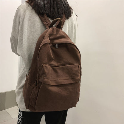 Realaiot Vintage Casual Backpack Women Travel Bag Vintage High Capacity Solid Women's Backpack Girls Men Canvas Student Zipper School Bag