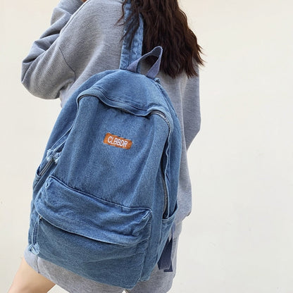 Realaiot Female Canvas Vintage College Backpack Women Laptop Denim School Backpack Fashion Girl Travel Bookbag  Ladies Leisure Kawaii Bag