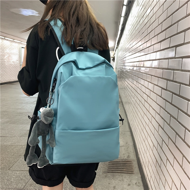 Cyflymder New Waterproof Nylon Women Backpack Solid Color School Backpack for Teenager Girls Boys Female Large Capacity Men Book Bag