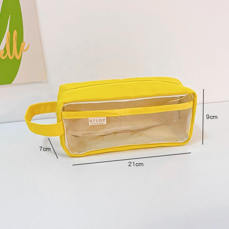 Realaiot Large Capacity Transparent Pencil Bag Aesthetic School Cases Children Stationery Holder Bag Pen Case Students School Supplies