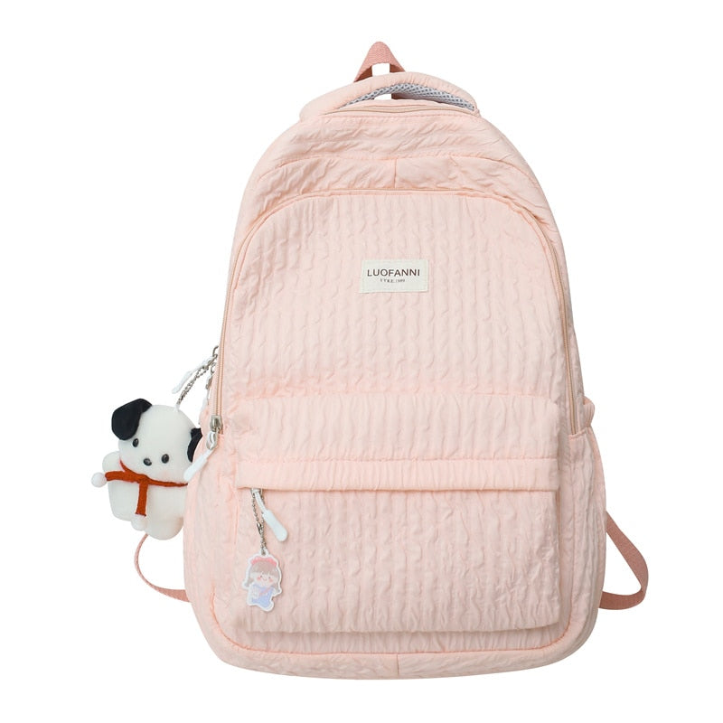 Realaiot Fashion Lady Cute Pink Laptop Female Travel Book Bag Trendy Cool Women New College Student Backpack Girl Kawaii Nylon School Bag