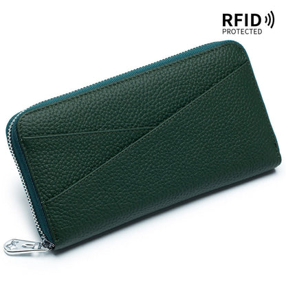 Cyflymder New Women Genuine Leather Wallets Female Long RFID Folding Purses Fashion Soft Cowhide Wallet Phone Purse Coin Bag Card Holders