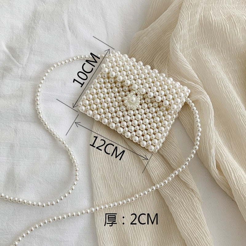 Cyflymder Mini Pearl Bag Handmade Vintage EVA Beaded Fashion Banquet Party Shoulder Bag Female Wedding Bags Luxury Women's Coin Purse