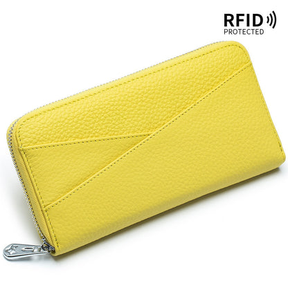 Cyflymder New Women Genuine Leather Wallets Female Long RFID Folding Purses Fashion Soft Cowhide Wallet Phone Purse Coin Bag Card Holders