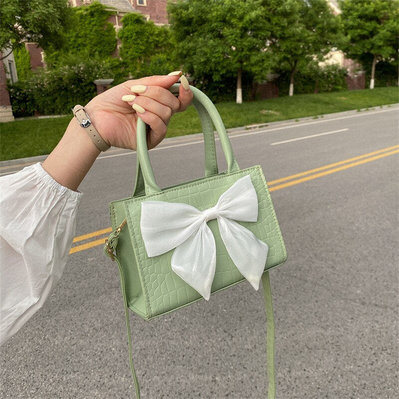 Realaiot Summer Small Bag Women's Bow Handbag New Fashion Fashion Trend Simple One-shoulder Messenger Women's Bag 18*8.5*13cm