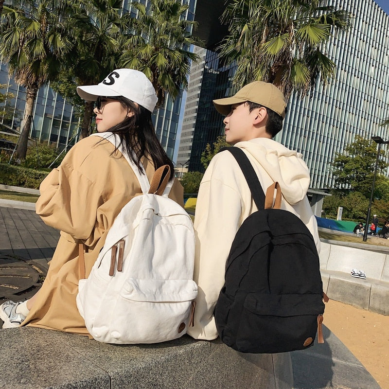 Cyflymder School Bag Girl Fabric New Fashion College Student Vintage Women Backpack Canvas Female Laptop Bag Travel Kawaii Ladies Backpack