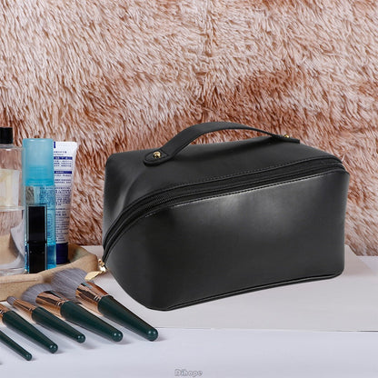 Cyflymder Large-Capacity Travel Cosmetic Bag Portable Leather Makeup Pouch Women Waterproof Bathroom Washbag Multifunction Toiletry Kit