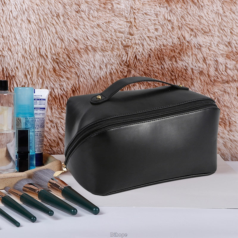 Cyflymder Large-Capacity Travel Cosmetic Bag Portable Leather Makeup Pouch Women Waterproof Bathroom Washbag Multifunction Toiletry Kit