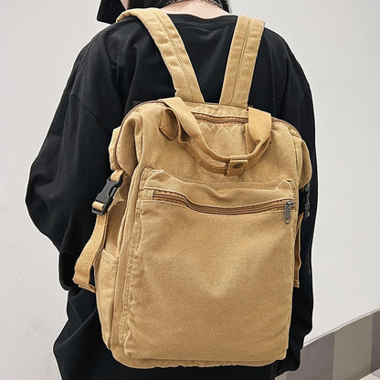 Realaiot Vintage Boy Girl New Canvas School Bag Men Women Laptop College Backpack Cool Lady Retro Student Fashion Female Travel Book Bags