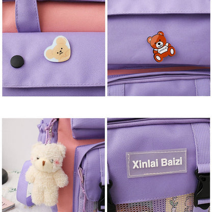 Realaiot Korean Schools Bag for Junior High School Students Four Piece Set Schoolbag for Primary School Students Backpack cute backpack