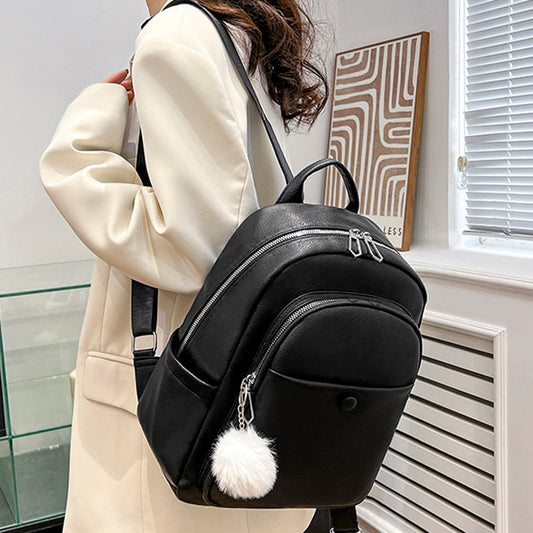 Realaiot Fashion Leather  Women Backpack for Teenager Girls Female BackPack Small Pu Travel Backpacks New Designer Luxury School Bag