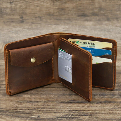 Cyflymder New Arrival Vintage Men's Genuine Leather Wallet Credit Card Holder Small Wallet Money Bag ID Card Case Mini Purse For Male