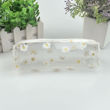 Realaiot 1Pcs Kawaii Transparent Pencil Case Daisy Gift Estuches School Pencil Box Pencilcase Pencil Bag School Supplies Stationery