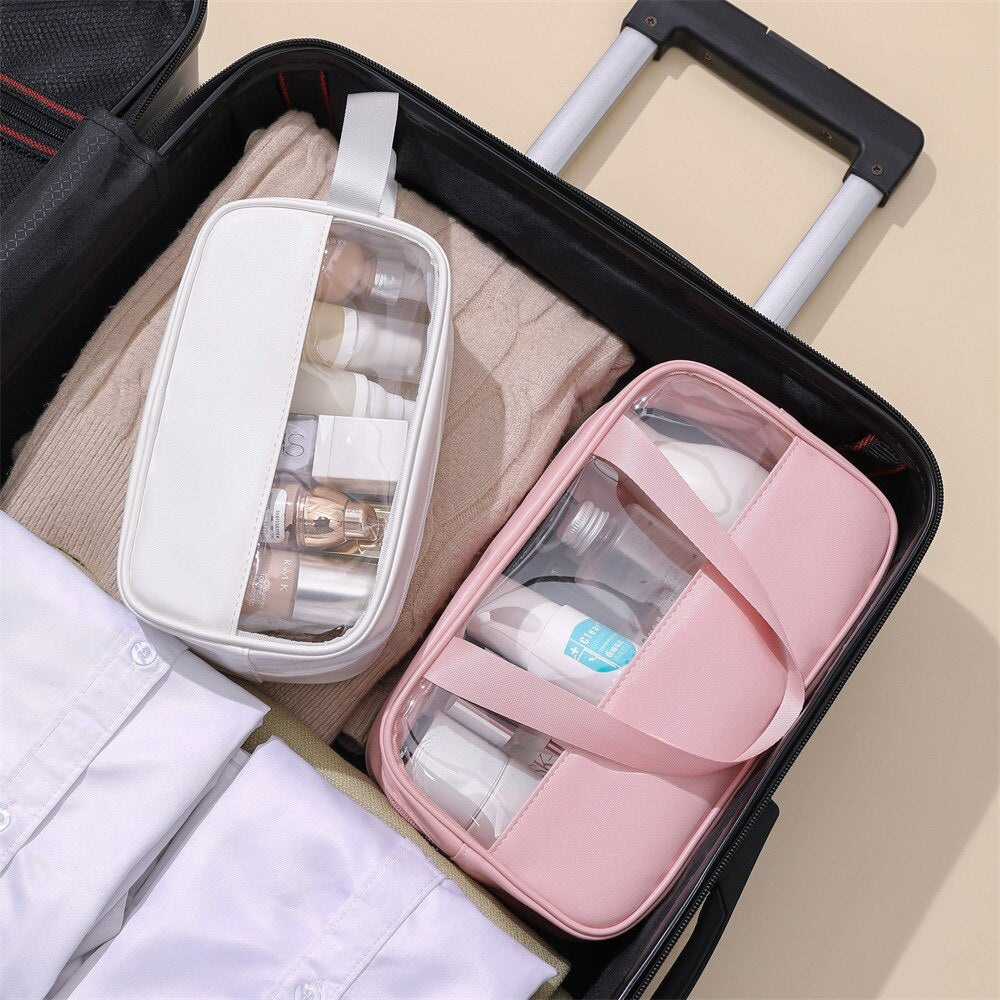 Cyflymder Patchwork Cosmetic Bag Makeup Storag Bag Translucent Large Capacity Bath Bag Organizer Waterproof Portable Travel Storage Bag