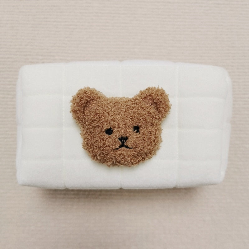 Realaiot Cute Bear Baby Toiletry Bag Make Up Cosmetic Bags Portable Diaper Pouch Baby Items Organizer Reusable Cotton Cluth Bag for Mommy