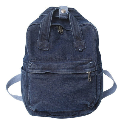 Realaiot Denim Canvas Female Backpack College Student School Bag For Teenager Girls Vintage Women Kawaii Backpack Ladies Travel Book Bag