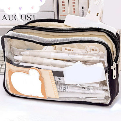 Cyflymder Multi Layer Transparent Pencil Bag Large Capacity Stationery Holder Box Student Zipper Pencil Pouch Children School Supplies