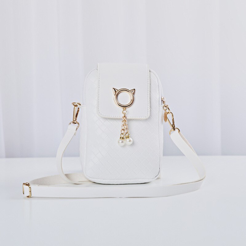 Realaiot Spring Summer Mini Cross-body Mobile Phone Shoulder Bag Woven Pearl Tassel Cover-style Female Bag Shoulder Diagonal Bag