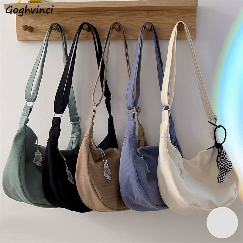 Realaiot Shoulder Bags Women Solid Harajuku All-match Simple Multifunction Ulzzang Handbags Large Capacity Hobos Cross-body Bag Teens Ins