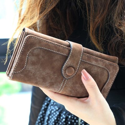 Cyflymder Many Departments Faux Suede Long Wallet Women Matte Leather Lady Purse High Quality Female Wallets Card Holder Clutch Carteras