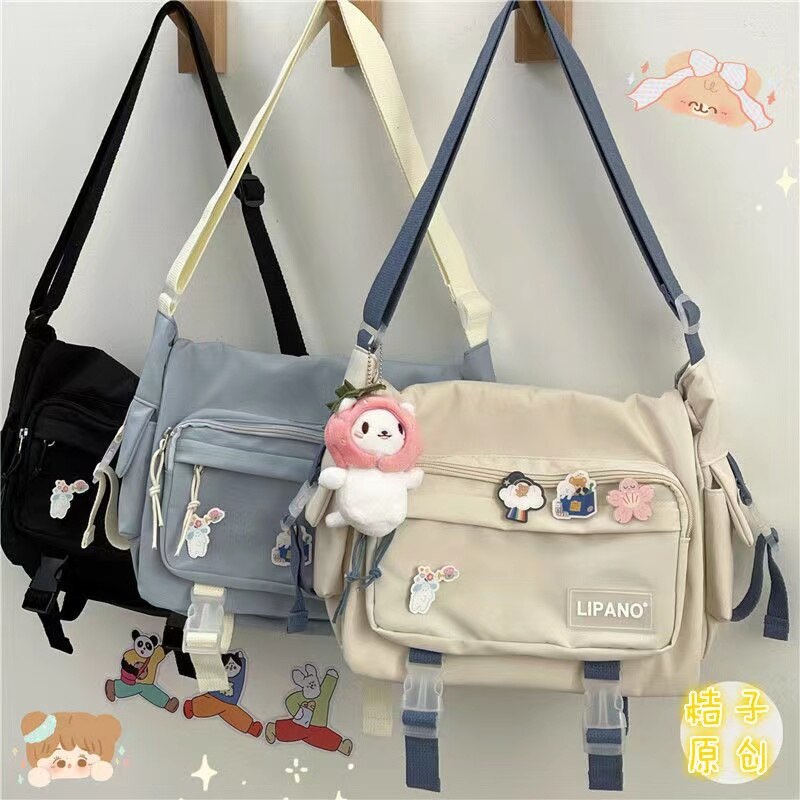 Realaiot Japanese Harajuku Crossbody Bags For Women High School Girls Messenger Bag Patchwork Handbags School Book Bag Shoulder Bag Bolso