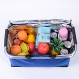 Realaiot 32L Folding Picnic Camping Lunch Bags Insulated Cooler Bag Cool Hamper Storage Basket Bag Box Outdoor Portable Picnic Basket