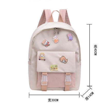 Realaiot Large Capacity Backpacks For Women Japanese Schoolbag Kawaii Student Multi-color Bag Ins Popular Waterproof Cute Travel Rucksack