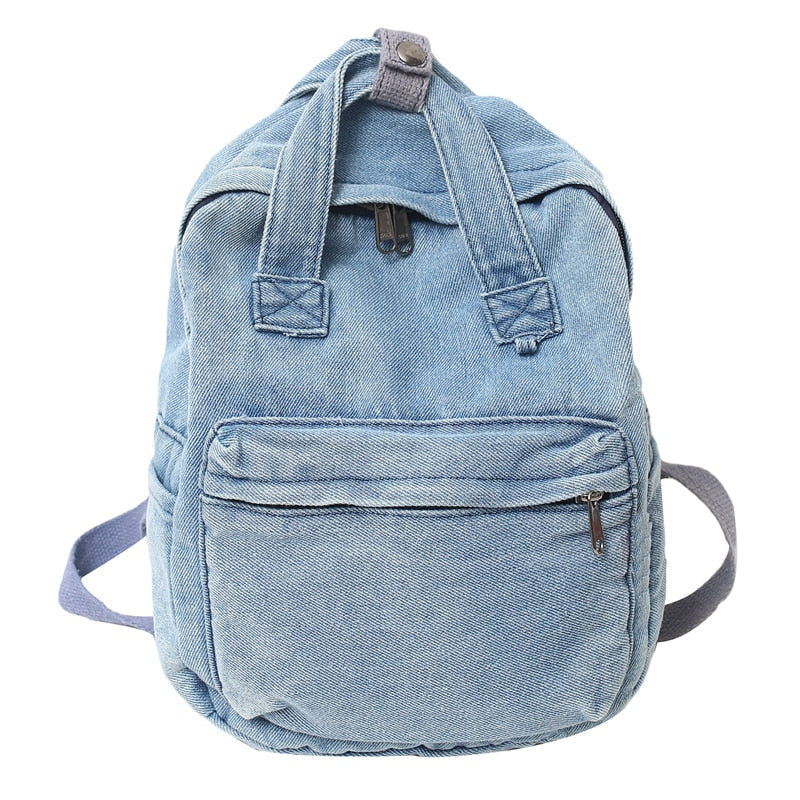 Realaiot Denim Canvas Female Backpack College Student School Bag For Teenager Girls Vintage Women Kawaii Backpack Ladies Travel Book Bag