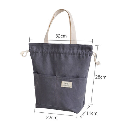 Realaiot Drawstring Canvas Insulated Lunch Bag Thicken Aluminium Foil Thermal Bento Box Tote Cooler Handbags Picnic Food Dinner Container