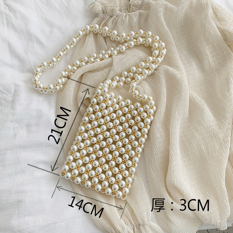 Cyflymder Mini Pearl Bag Handmade Vintage EVA Beaded Fashion Banquet Party Shoulder Bag Female Wedding Bags Luxury Women's Coin Purse