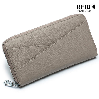 Cyflymder New Women Genuine Leather Wallets Female Long RFID Folding Purses Fashion Soft Cowhide Wallet Phone Purse Coin Bag Card Holders