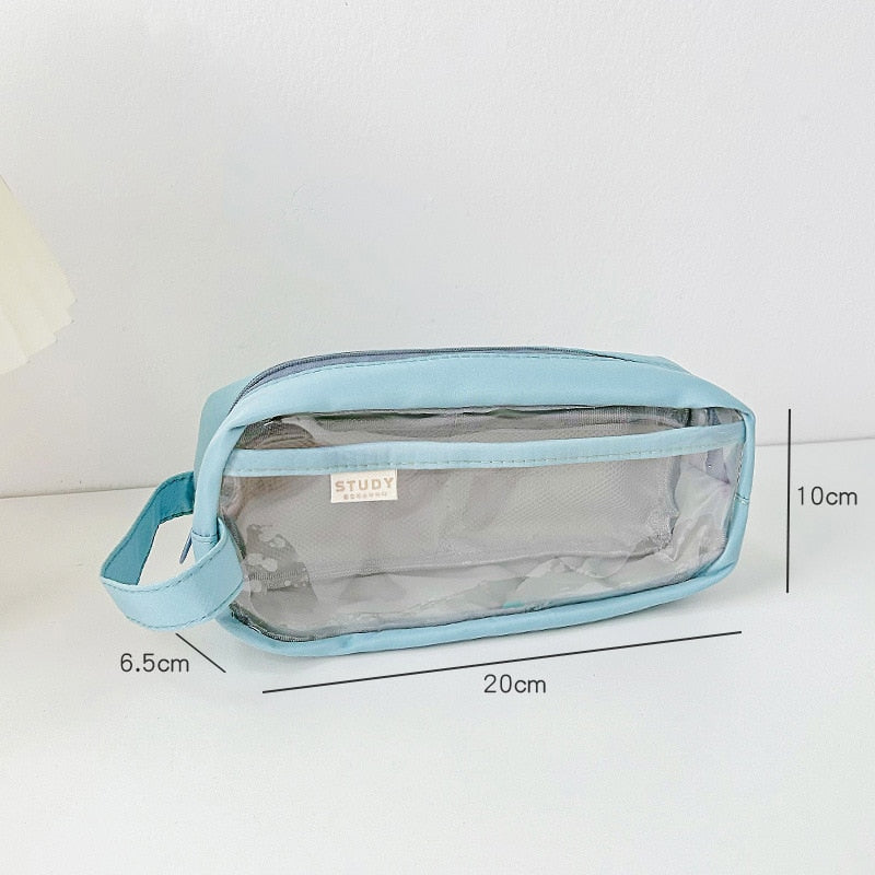 Realaiot Large Capacity Transparent Pencil Bag Aesthetic School Cases Children Stationery Holder Bag Pen Case Students School Supplies