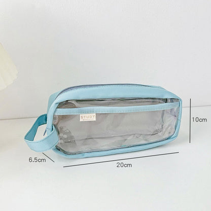 Realaiot Large Capacity Transparent Pencil Bag Aesthetic School Cases Children Stationery Holder Bag Pen Case Students School Supplies