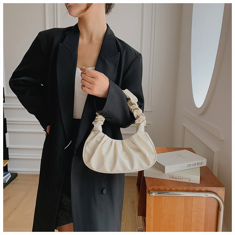 Cyflymder Pleated Cloud Handlebags for Women Shoulder Bags Leisure Armpit Bag Shopping New Trend Elegant Ladies Dumpling Handbag Female