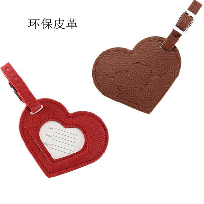 Realaiot Baggage Boarding Tag Women Travel Accessories Leather Suitcase ID Address Holder Portable Label New Fashion Heart Luggage Tag