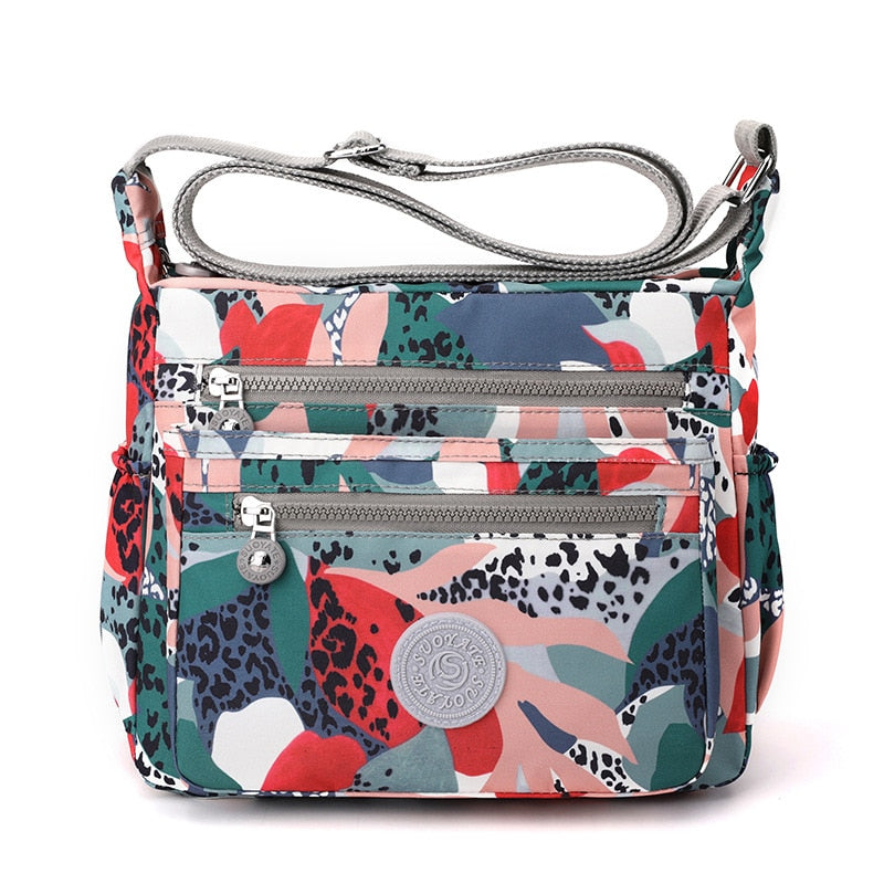 Cyflymder New Women Shoulder Bags Floral Print Women's Handbags Designer Crossbody Messenger Bag Female Waterproof Nylon Mommy Bag