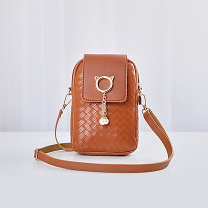 Realaiot Spring Summer Mini Cross-body Mobile Phone Shoulder Bag Woven Pearl Tassel Cover-style Female Bag Shoulder Diagonal Bag