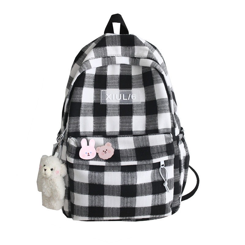 Cyflymder New Women Backpack Female Cool Nylon Travel Bag Fashion Plaid Portable Cute Schoolbag College Teenage Girls Boys Bookbag