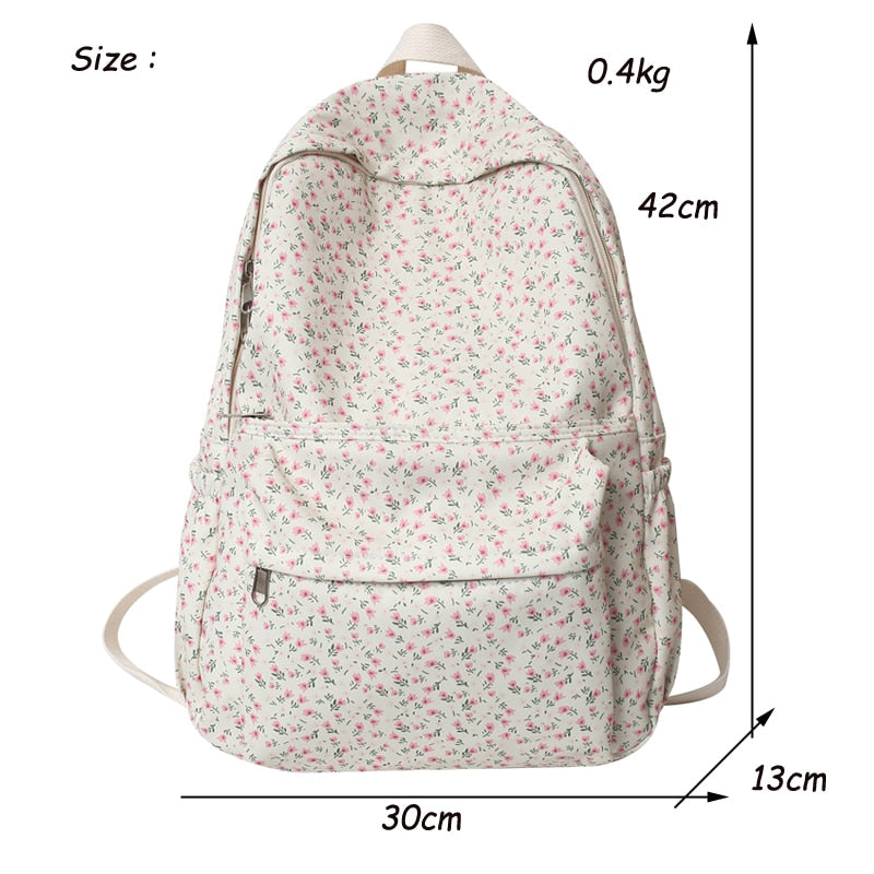 Realaiot Cute Women Backpack Nylon Female Casual Travel Bag High Quality Flower School Backpack for Teenage Girls Book Bags Knapsack