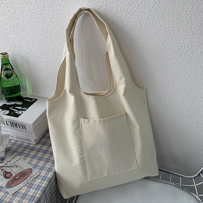 Cyflymder Shopping Bag Woman Bag Pure Color Series Beige Reusable Harajuku Commuter Simple Large Capacity Fashion Tote Bag