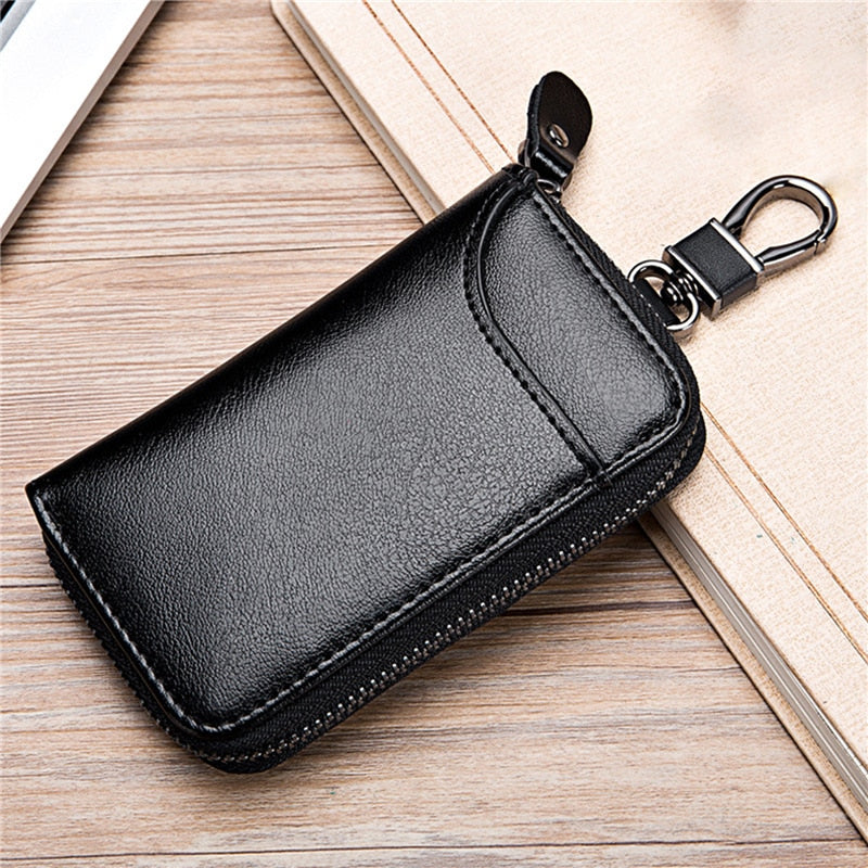 Cyflymder Leather Keychain Men Women Key Holder Organizer Pouch PU Case Split Car Key Wallet Housekeeper Key Case Mini Card Bag