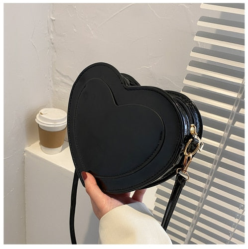 Cyflymder PU Leather Women Heart-shaped Crossbody Bag Luxury Designer Small Shoulder Bags for Ladies Female Evening Clutch Purse Handbags